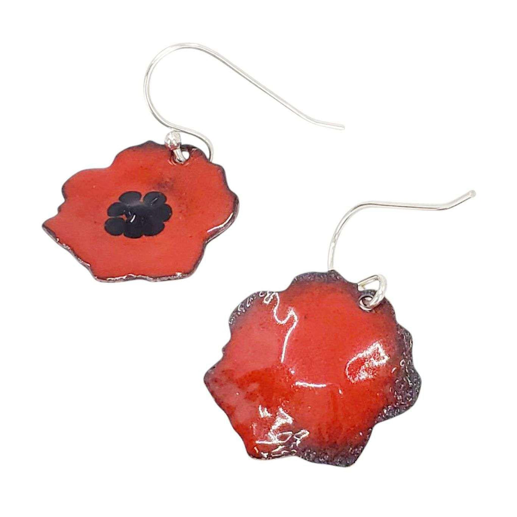 Earrings - Black Dots Small Poppy (Red) by Magpie Mouse Studios