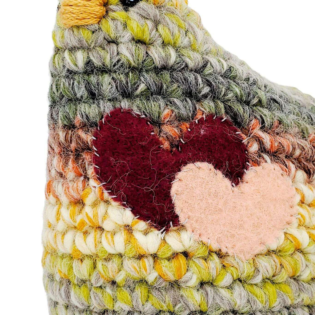 Plush Toy - Large Striped Chicken (Yellow, Grey, Gold, Brown) by Moyo Workshop