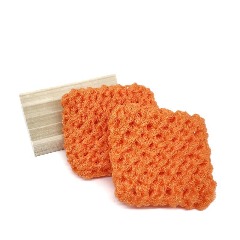 Scrubbies - Set of 2 with Wooden Dish (Orange) by Dot and Army