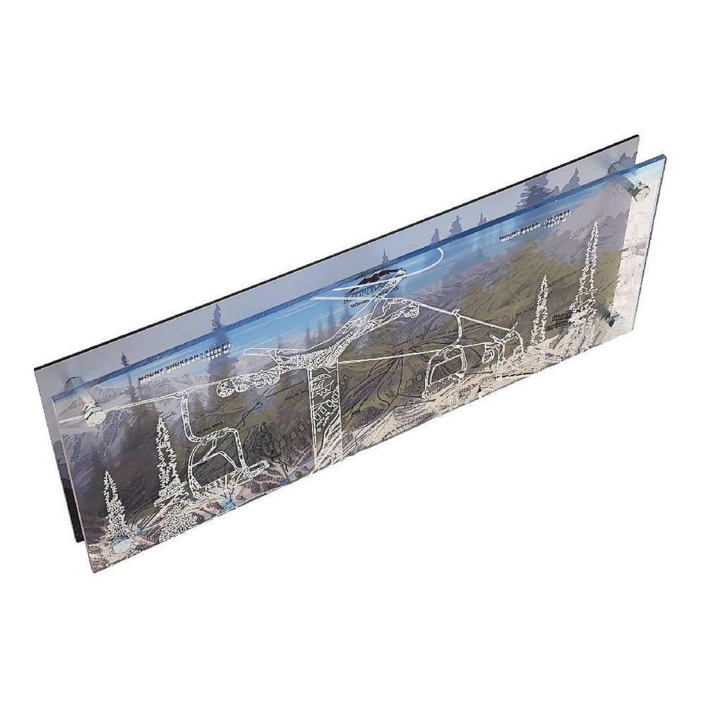 Floating Frame - 16x6 - Mount Baker Ski Lift Topography by Modern Terrain