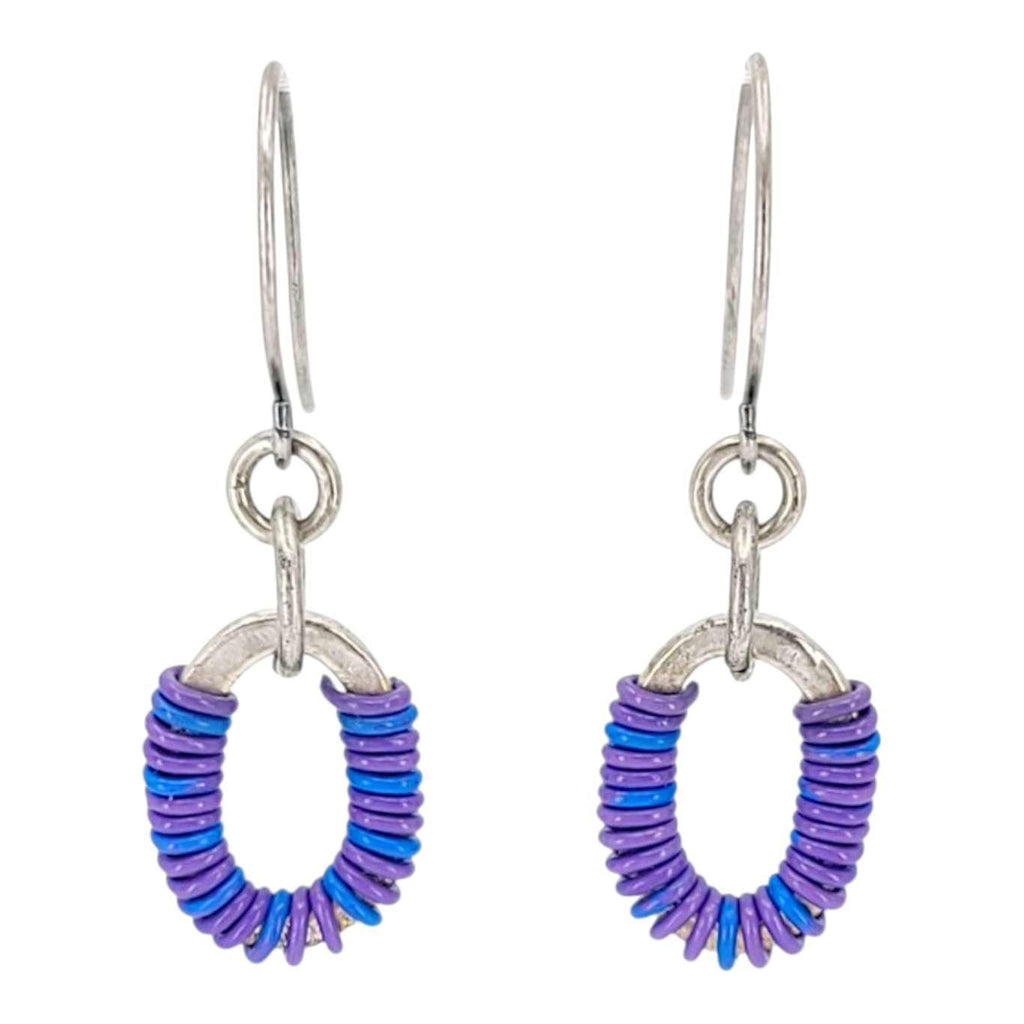 Earrings - Oval Dangles (Purple Telecom Wire) by XV Studios
