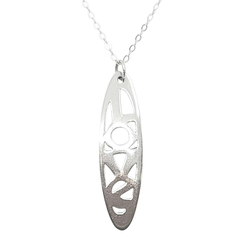 Necklace - LOVE Cutout Long Oval Pendant 18in Chain (Sterling Silver) by imakecutestuff