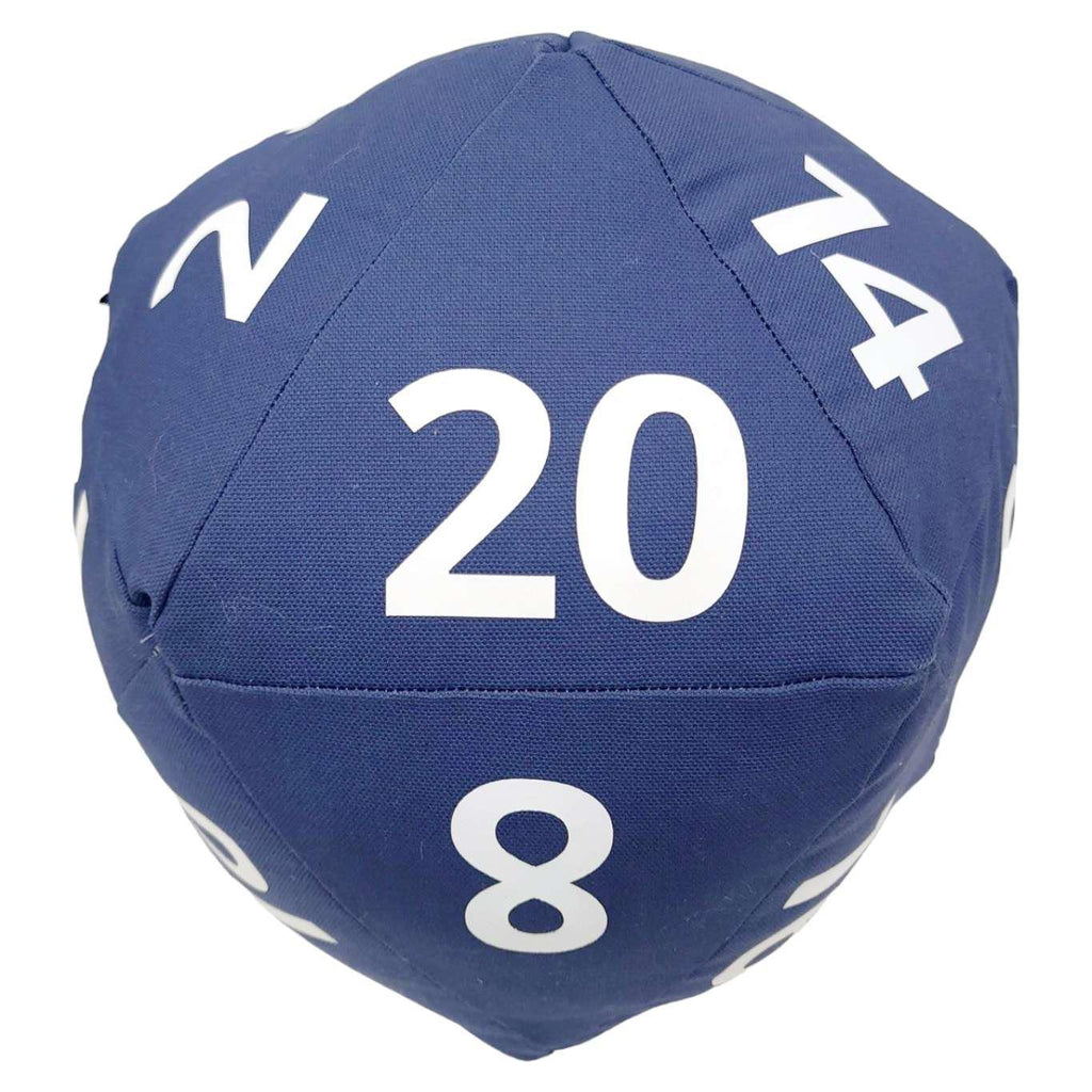 Pillow - Large D20 Plush in Blue Canvas with White Numbers by Saving Throw Pillows