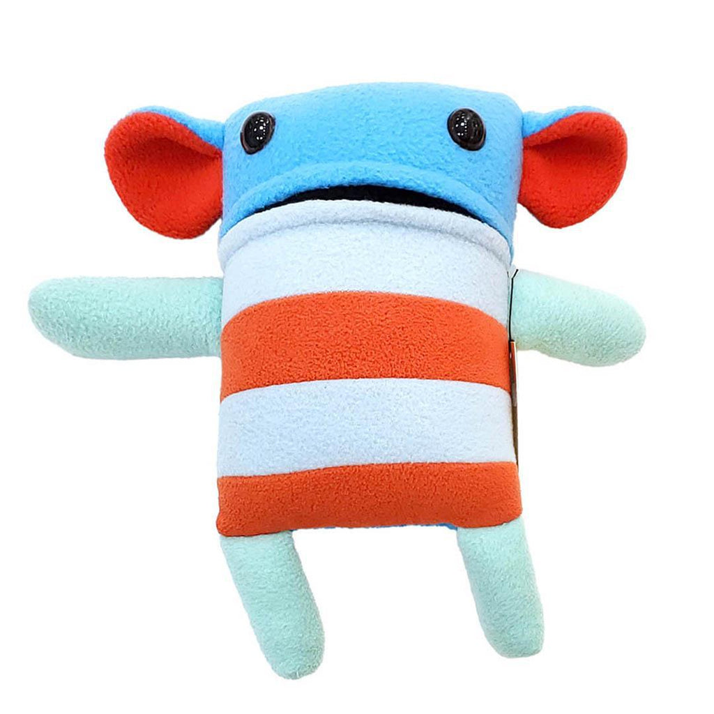 Plush - Large  Squared Creature (Blue Red Aqua with Blue Rust Stripes) by Mr. Sogs