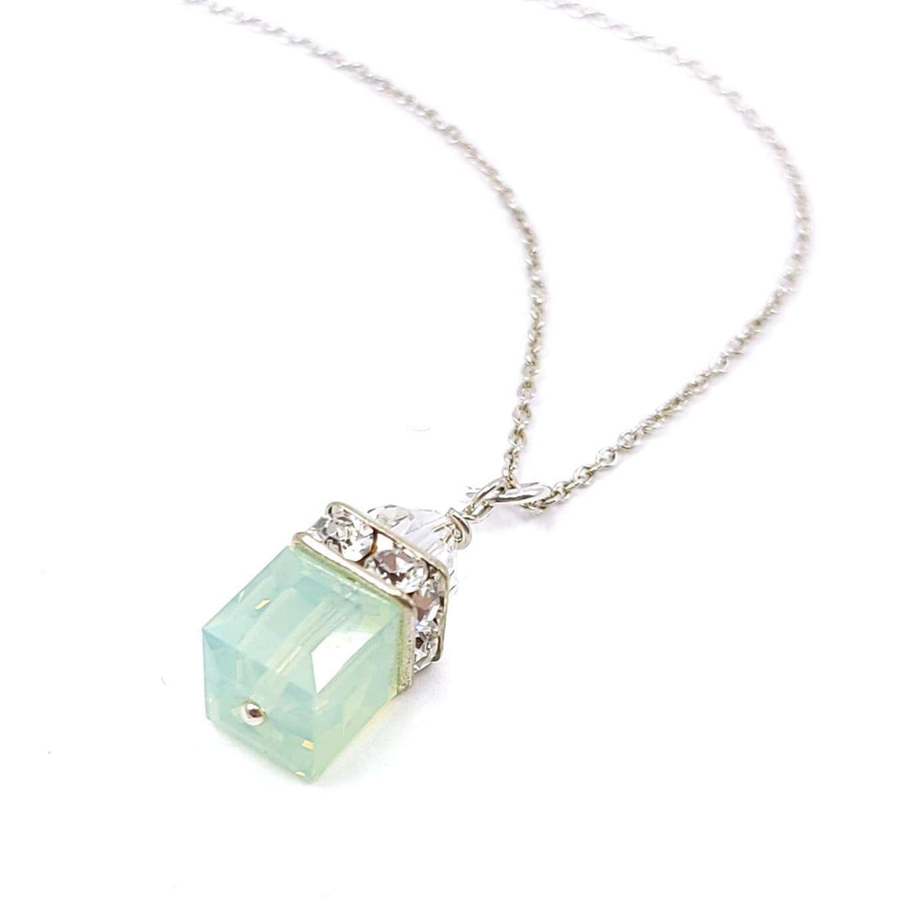 Necklace - Square Chrysolite Crystal with Sterling Sterling by Sugar Sidewalk