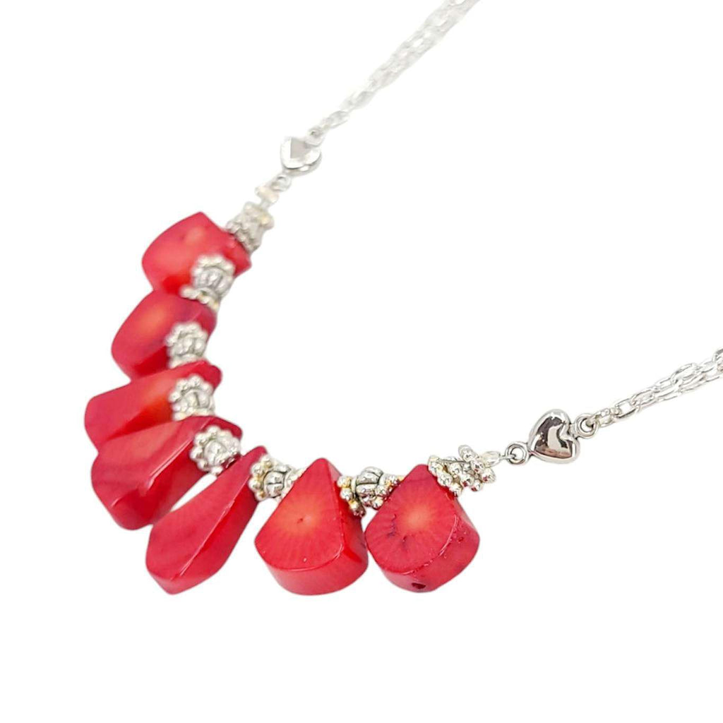 Necklace - Red Coral Abstract Shapes by Tiny Aloha