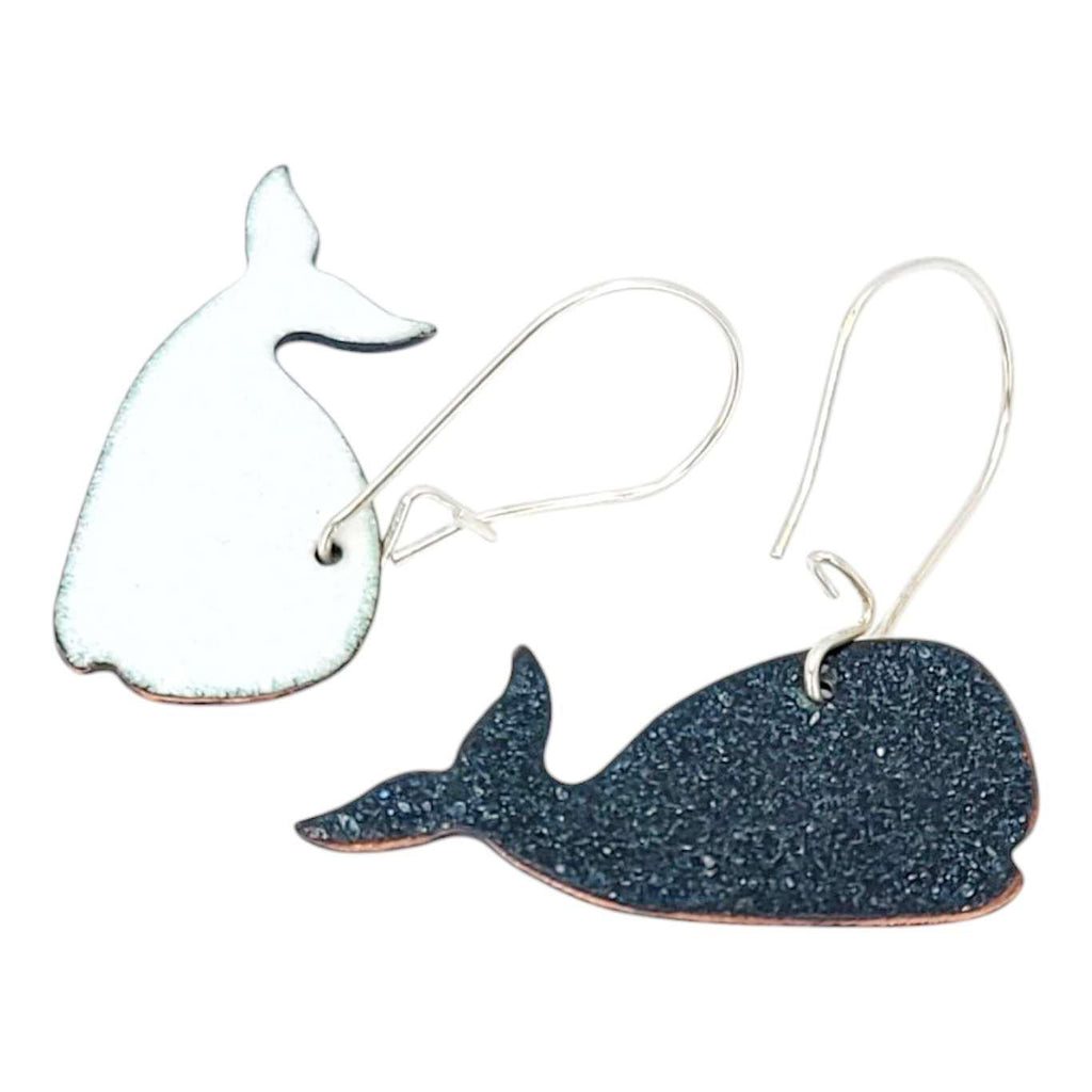 Earrings - Whale Long Dangle (Solid White) by Magpie Mouse Studios