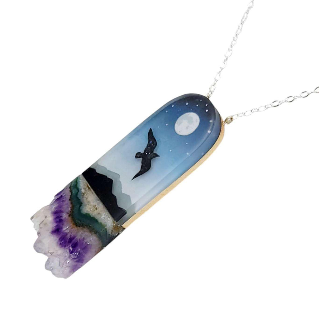 Necklace - Amethyst Messenger Flying Bird by Fernworks