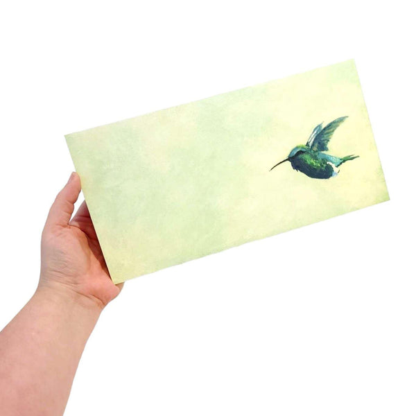 Wall Art - Hummingbird on 12in x 6in Wood Panel by The Mincing Mockingbird