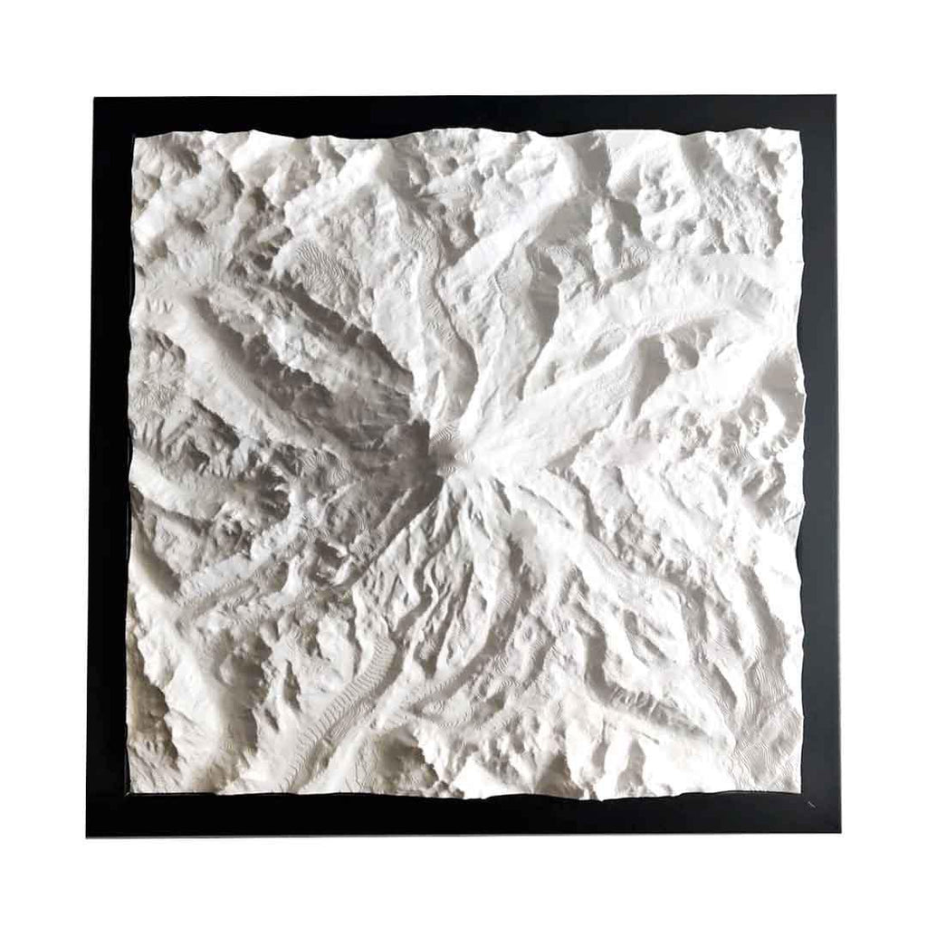 Wall Art - 13x13 - 3D Mount Rainier Map (Black Frame) by Micropolitan