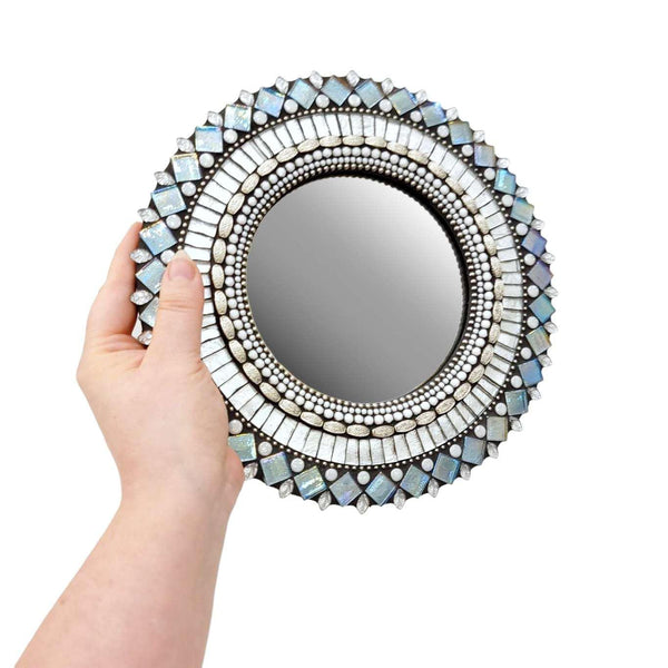 Mosaic Mirror - 10in Round (Frost) by Zetamari Mosaic Artworks