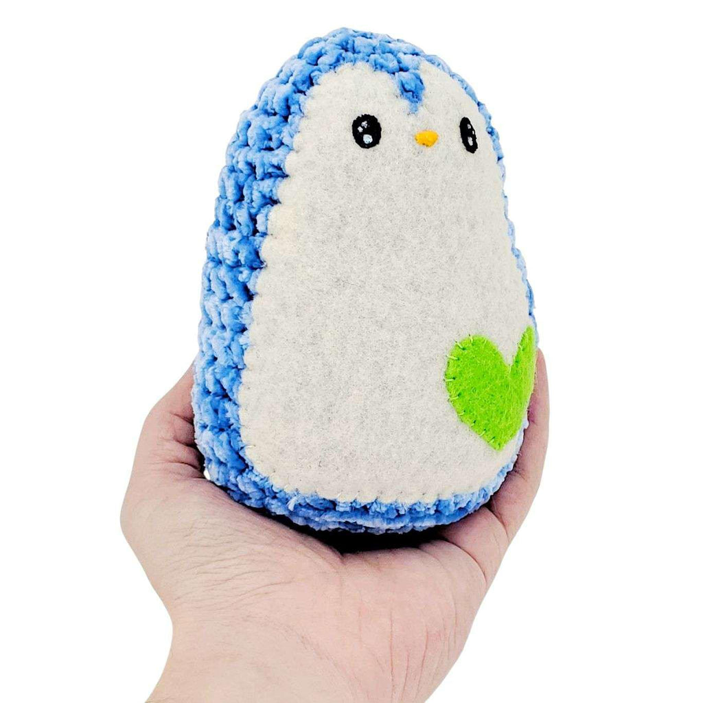 Plush Toy - Medium Penguin (Blue with Lime Green Heart) by Moyo Workshop