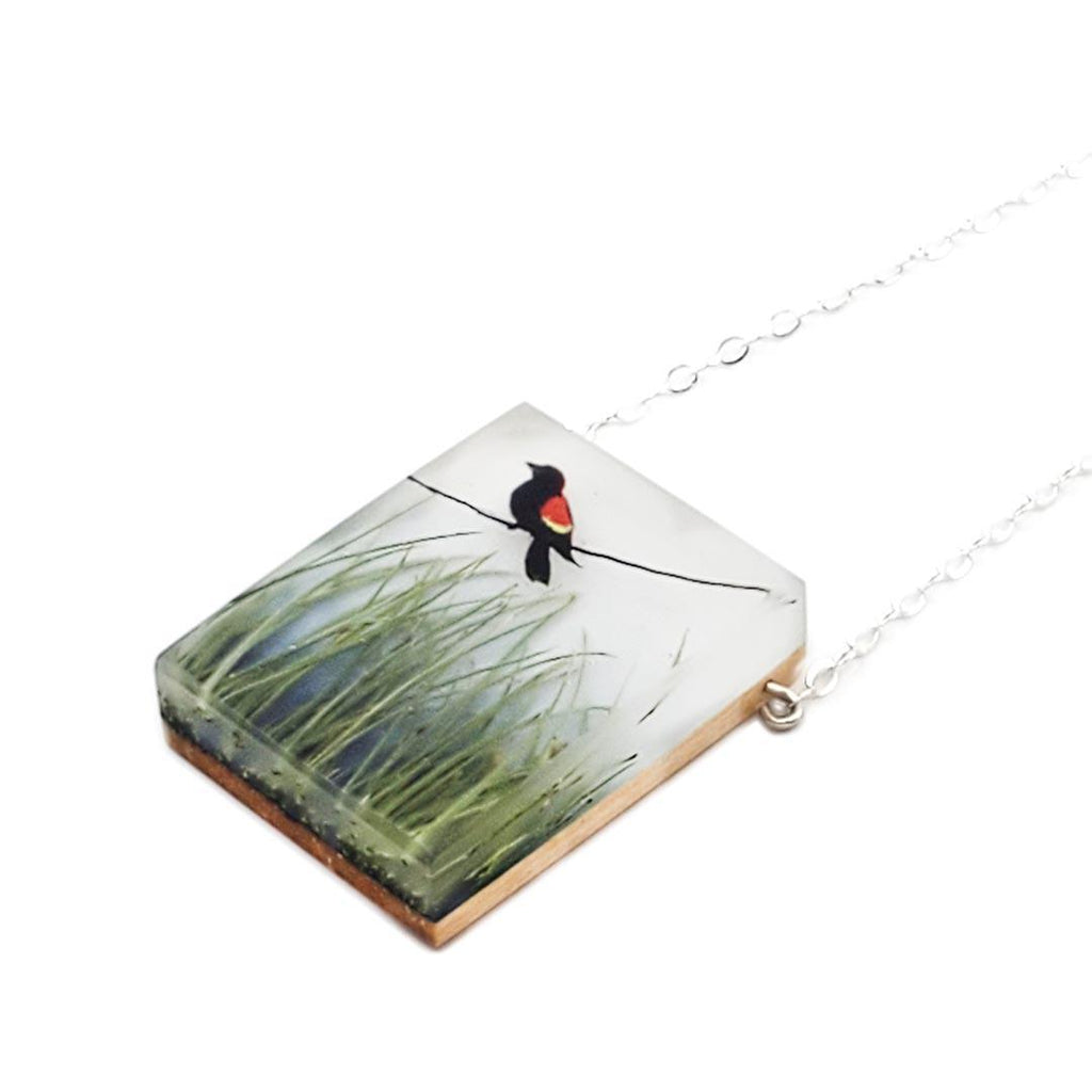 Necklace - Red Winged Blackbird Painted by Fernworks