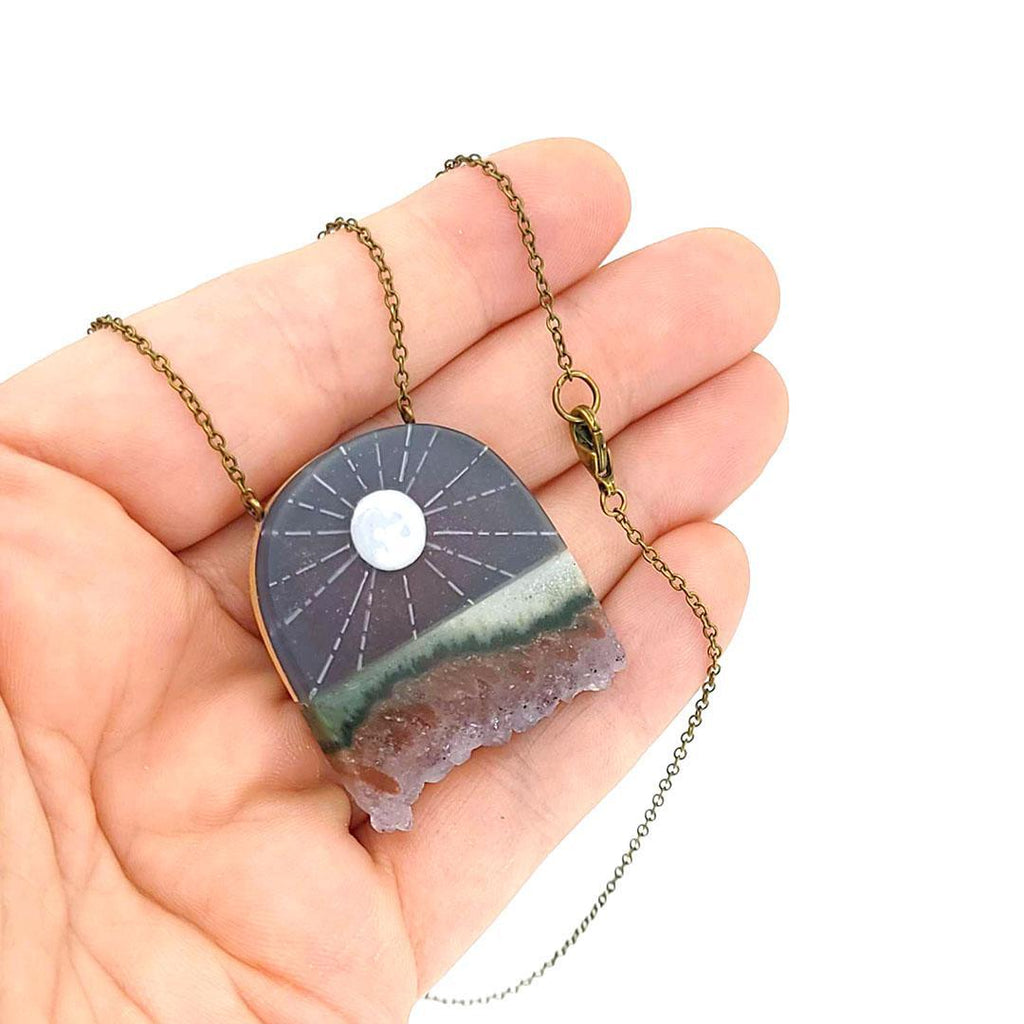 Necklace - Moon Rays Amethyst Jasper Crystal by Fernworks