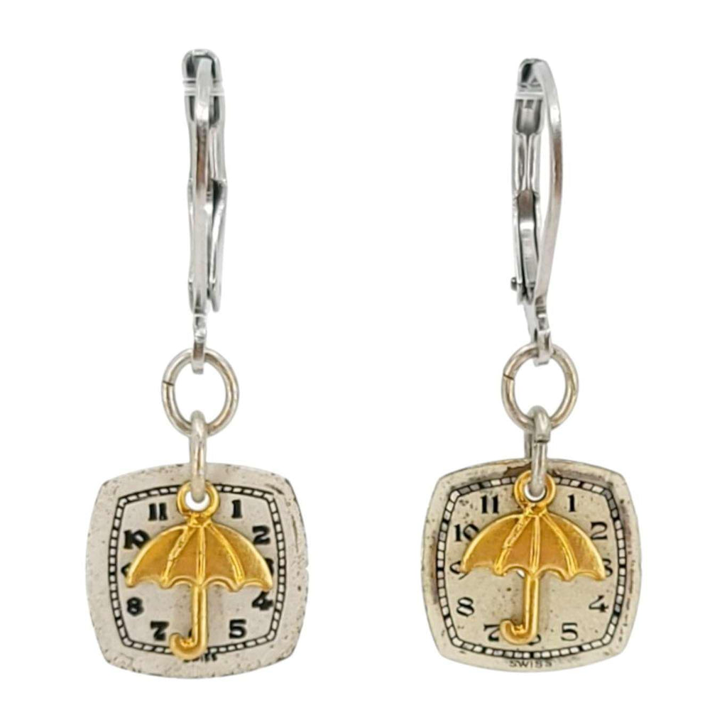 Earrings - Watch Dial Umbrella Stainless Steel by Christine Stoll | Altered Relics