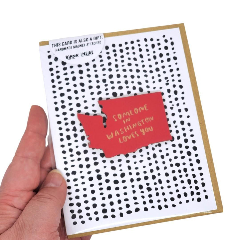 Magnet Card - Someone in WA Loves You - Red WA State by SnowMade