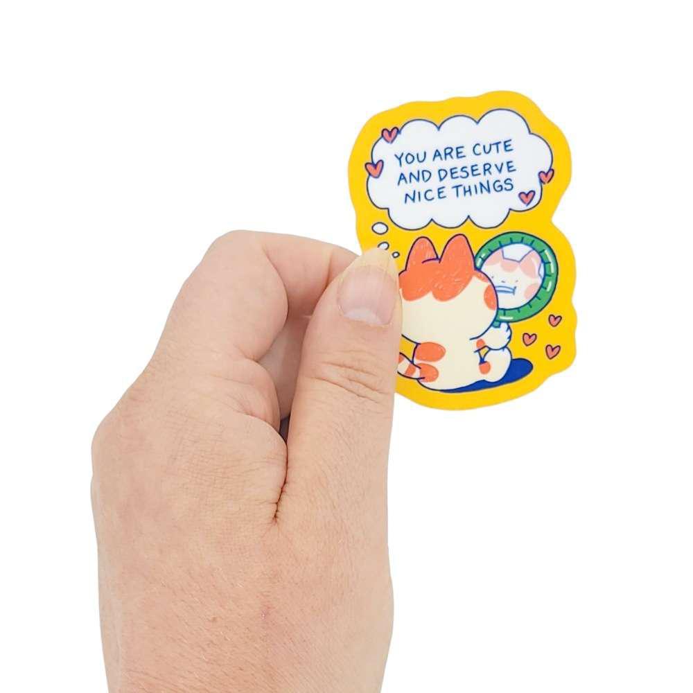 Sticker - Deserve Nice Things Cat by Laura Zeng
