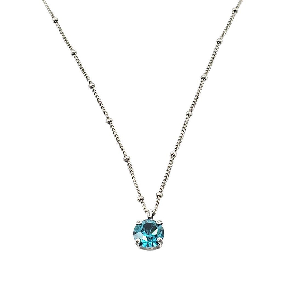 Necklace - Round Vintage Rhinestone Pendant (Blue Zircon) by Christine Stoll Studio