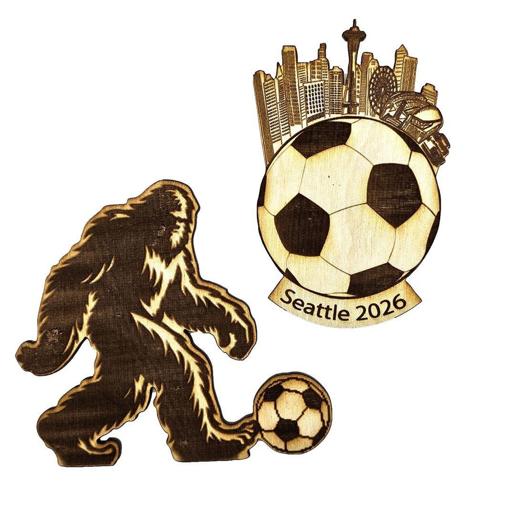 Magnet - Set of 2 - 2026 Seattle Soccer Ball and Sasquatch (Bigfoot) by The Handmade Showroom