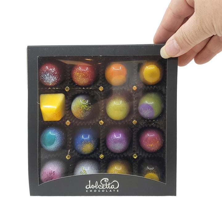 Bonbons - 16 Piece Rainbow Chocolates (Assorted Flavors) by Dolcetta Artisan Sweets