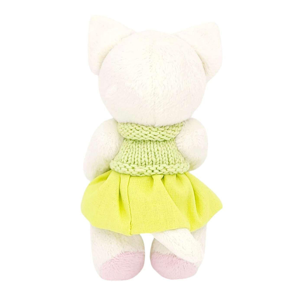 Plush - White Kitty in Green Outfit by Frank and Bubby