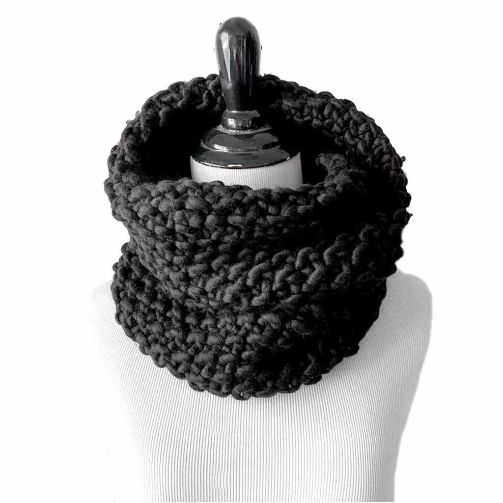 Cowl Short - Luxe Bubble Fluff Black Solid by Nickichicki