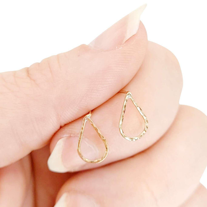 Earrings - Tiny Teardrop Stud (Gold or Silver) by Foamy Wader