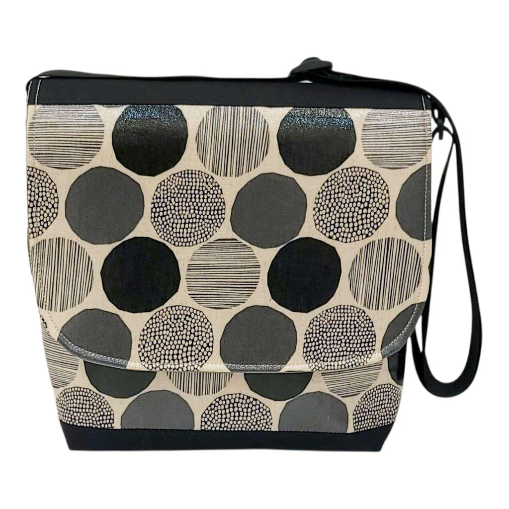 Messenger Bag - Reinforced Tall - Multi Gray & Black Dots on Linen by Laarni and Tita