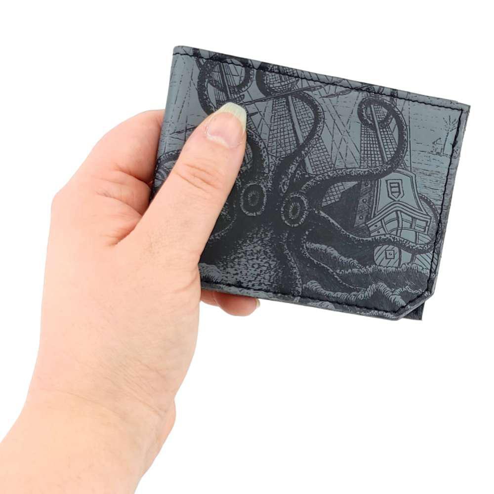 Leather Wallet - Gray Octopus Attacks by Backerton