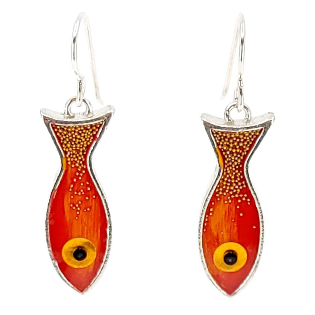 Earrings - Fish (Red Orange) by Happy Art Studio