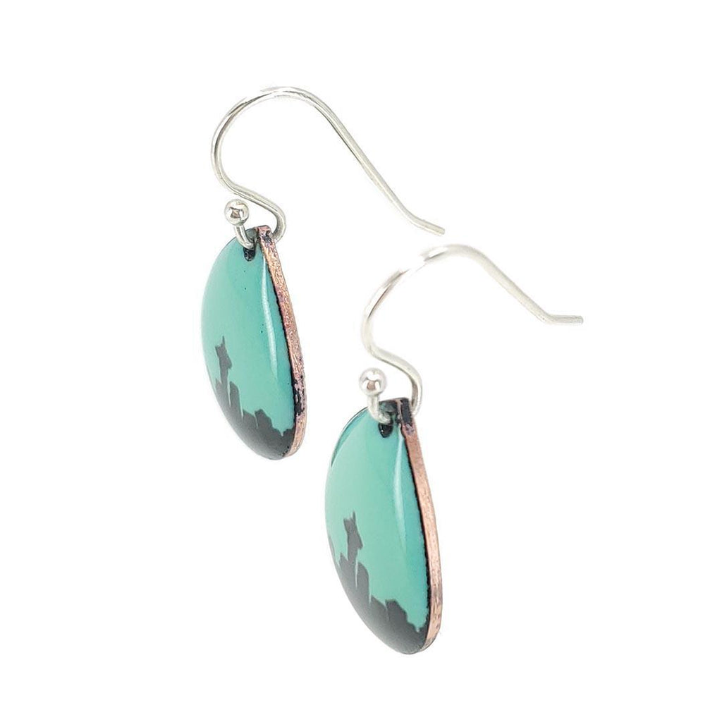 Earrings - Seattle Skyline Small Teardrop (Turquoise) by Magpie Mouse