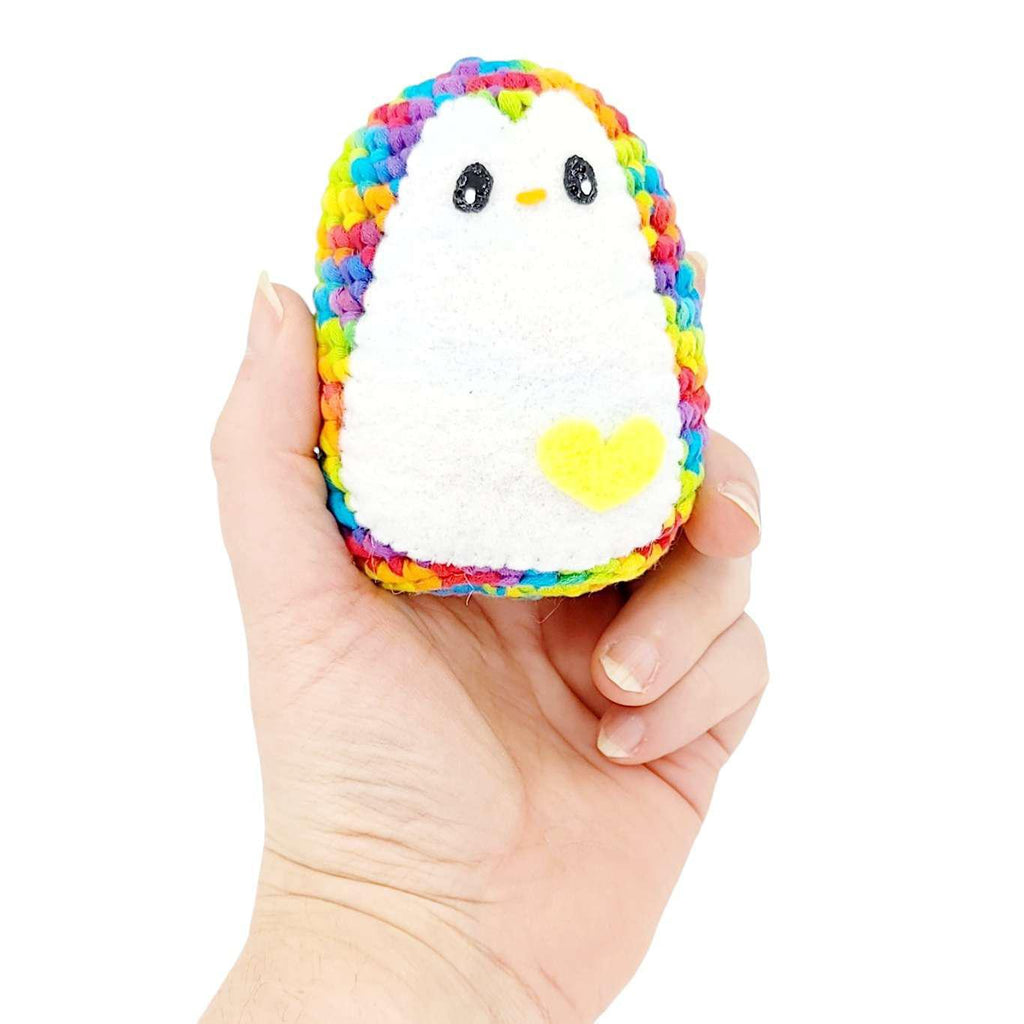 Plush Toy - Medium Penguin (Rainbow with Yellow Heart) by Moyo Workshop