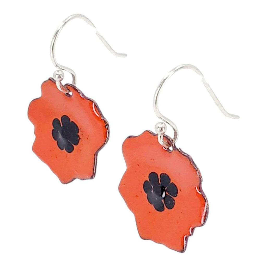 Earrings - Black Dots Small Poppy (Orange) by Magpie Mouse Studios