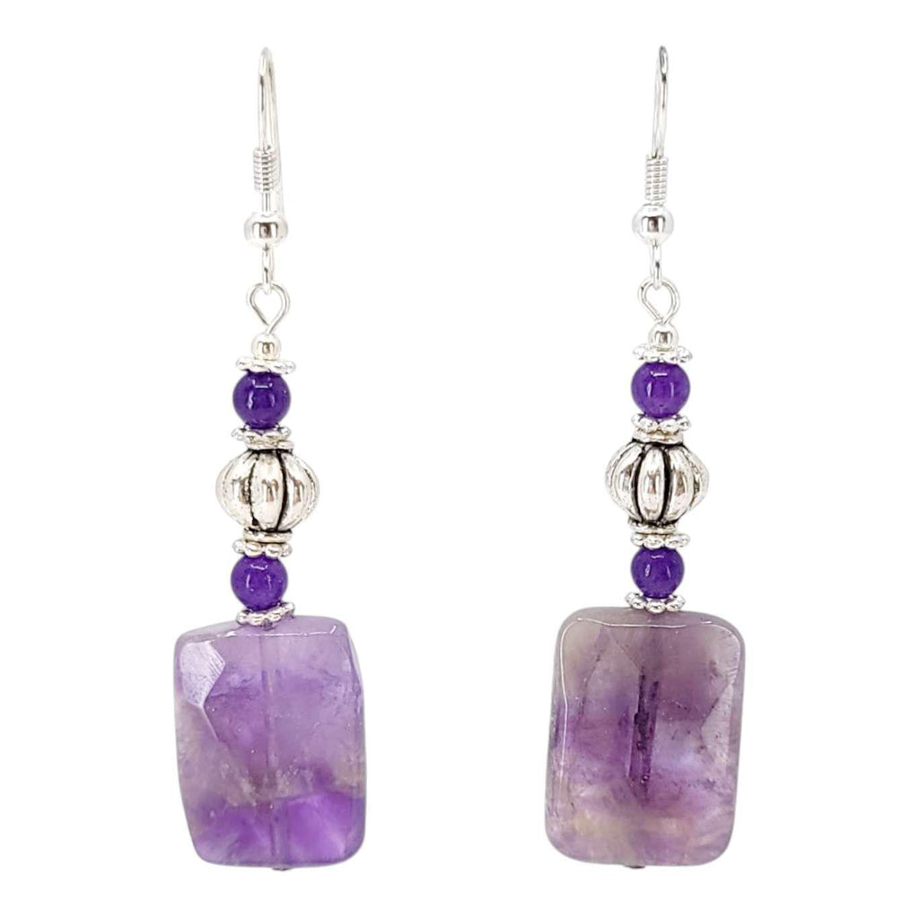 Earrings - Amethyst Rectangle Drops by Tiny Aloha