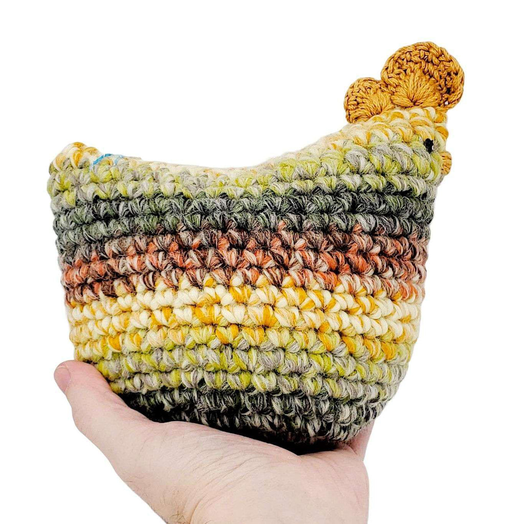 Plush Toy - Large Striped Chicken (Yellow, Grey, Gold, Brown) by Moyo Workshop