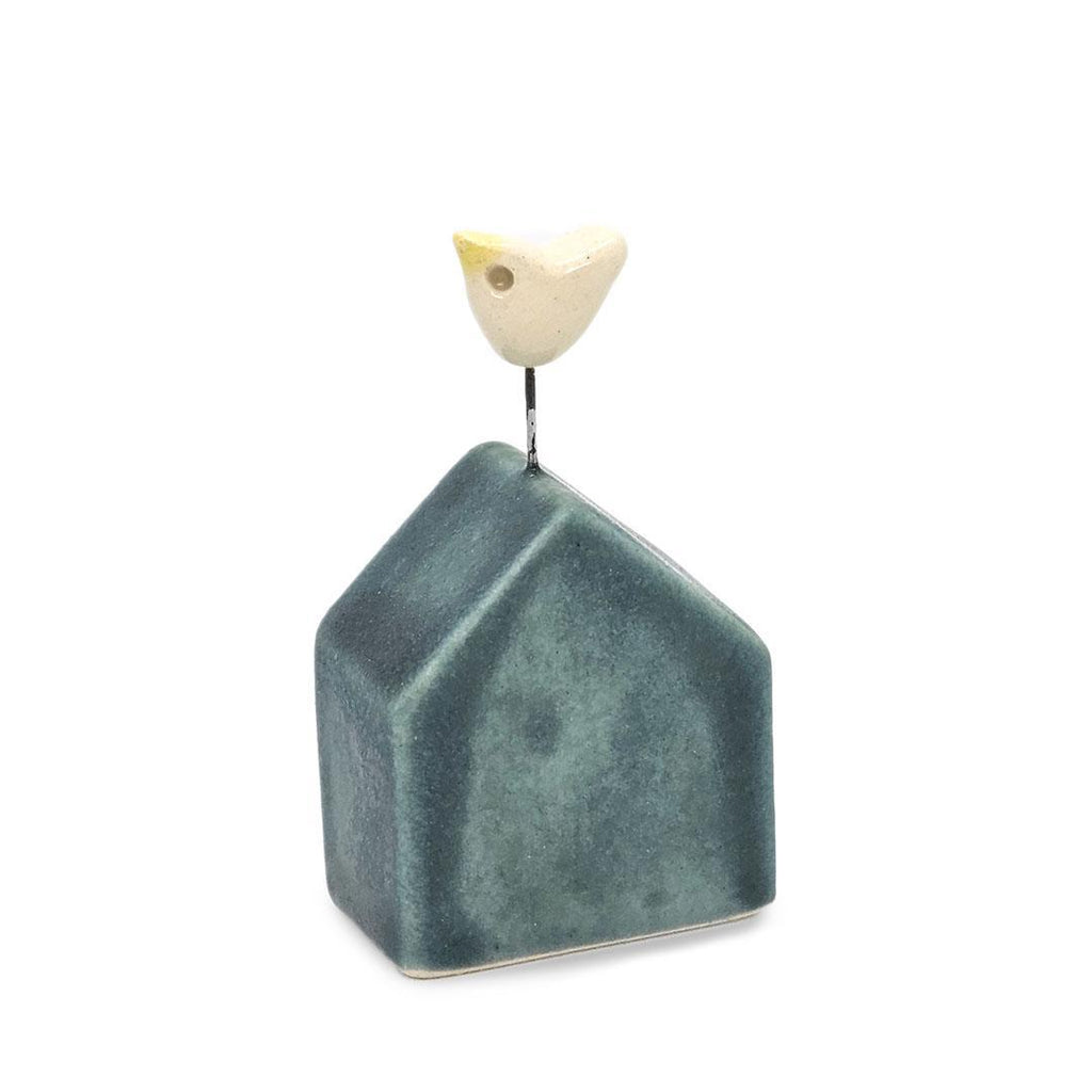 Tiny Pottery House - Teal with Bird (Assorted Colors) by Tasha McKelvey