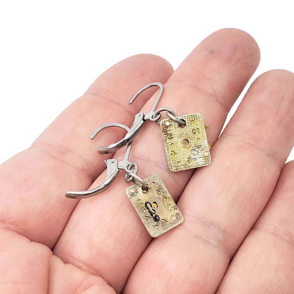 Earrings - Watch Dial Umbrella Stainless Steel by Christine Stoll | Altered Relics