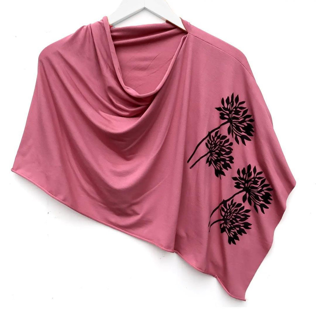 Poncho - Allium Spice Pink (Black Ink) by Windsparrow Studio