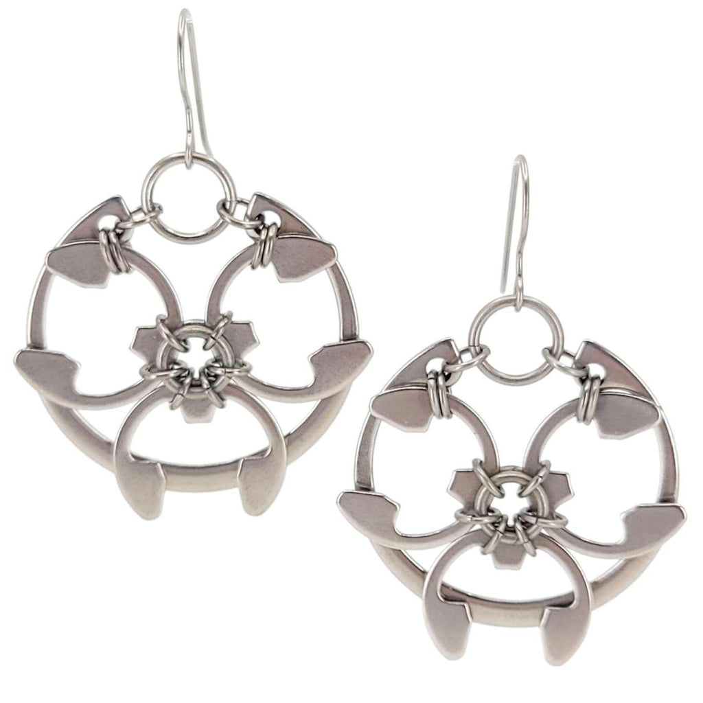 Earrings - Rose Window (Stainless Steel and Titanium) by Wraptillion