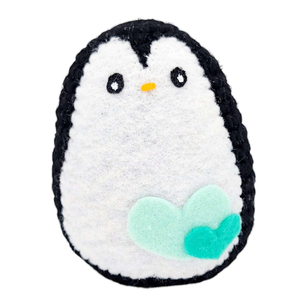 Plush Toy - Medium Penguin (Black with Turquoise Double Heart) by Moyo Workshop