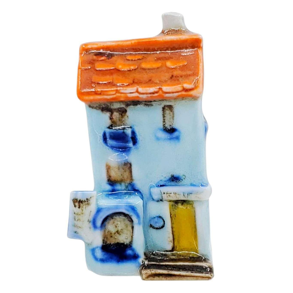 Collectible - Tiny House - Business (Blue Walls, Yellow Door, Orange Roof) by Mist Ceramics
