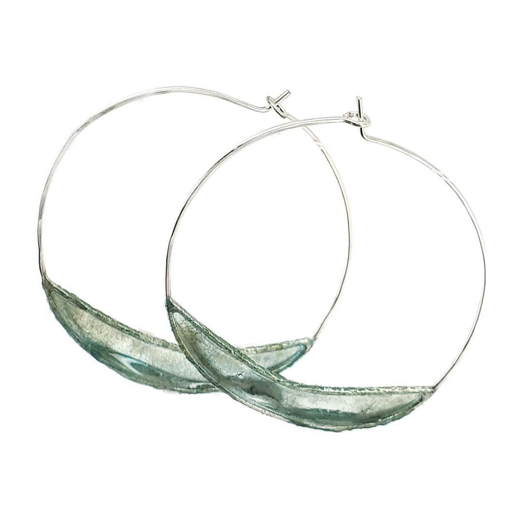 Earrings - Large Paper Bridge Silver Hoops (Cerulean) by Verso