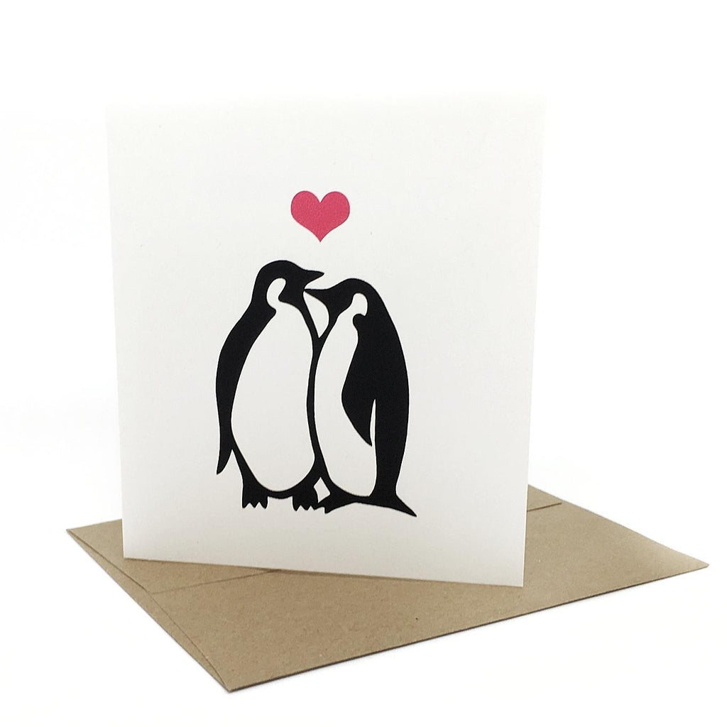 Card - Love & Friends - Penguins in Love (Red Heart) by Orange Twist