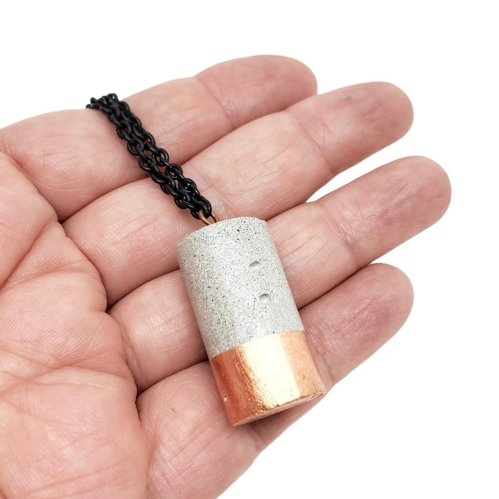 (40% Off) Necklace - Metallic Dipped Cylinder Concrete (Assorted Colors) by Studio Corbelle