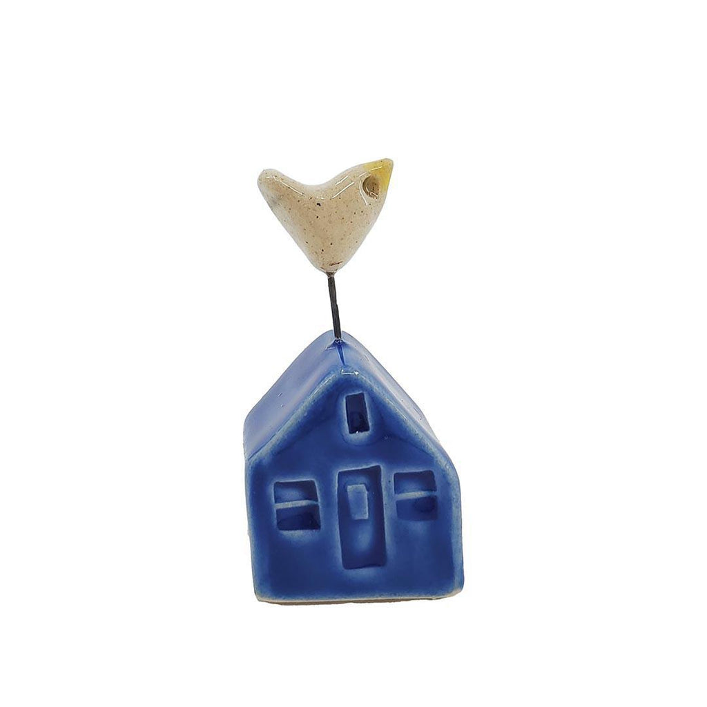 Tiny Pottery House - Dark Blue with Bird (Assorted Colors) by Tasha McKelvey