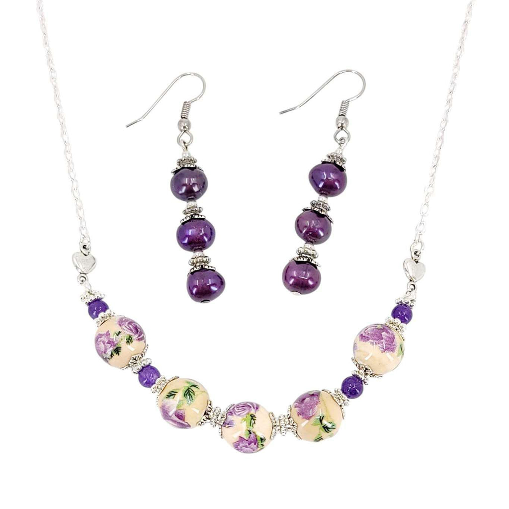 Earrings - Stacked Pearl Drops (Purple) by Tiny Aloha