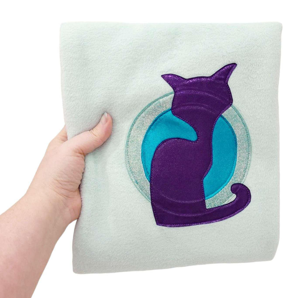 Blanket - Seafoam Blue with Purple Cat by World of Whimm