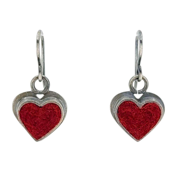 Earrings - Small Heart Drops (Cranberry Red) by Michele A. Friedman