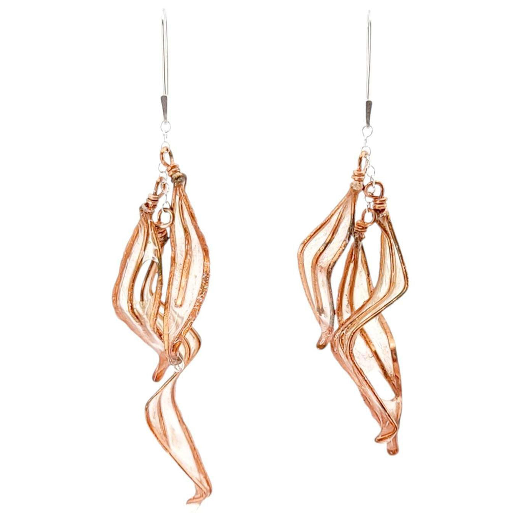 Earrings - Large Leaf Copper Cascade (Blush or Glacier) by Verso