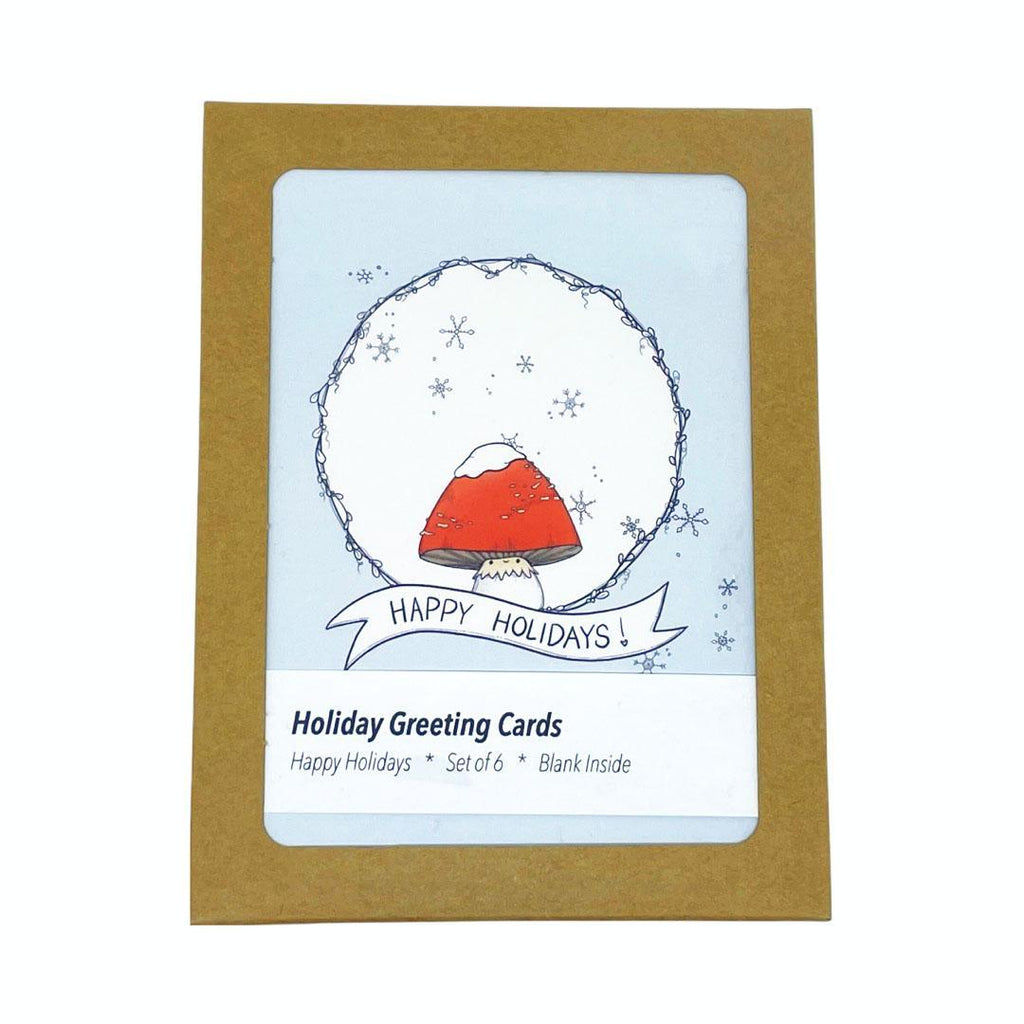 Card Set of 6 - Happy Holidays Red Amanita Mushroom by World of Whimm